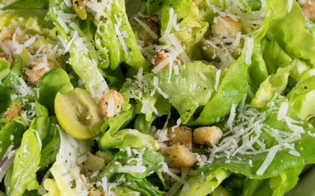 Butter Lettuce Salad with Croutons, Olives & Manchego